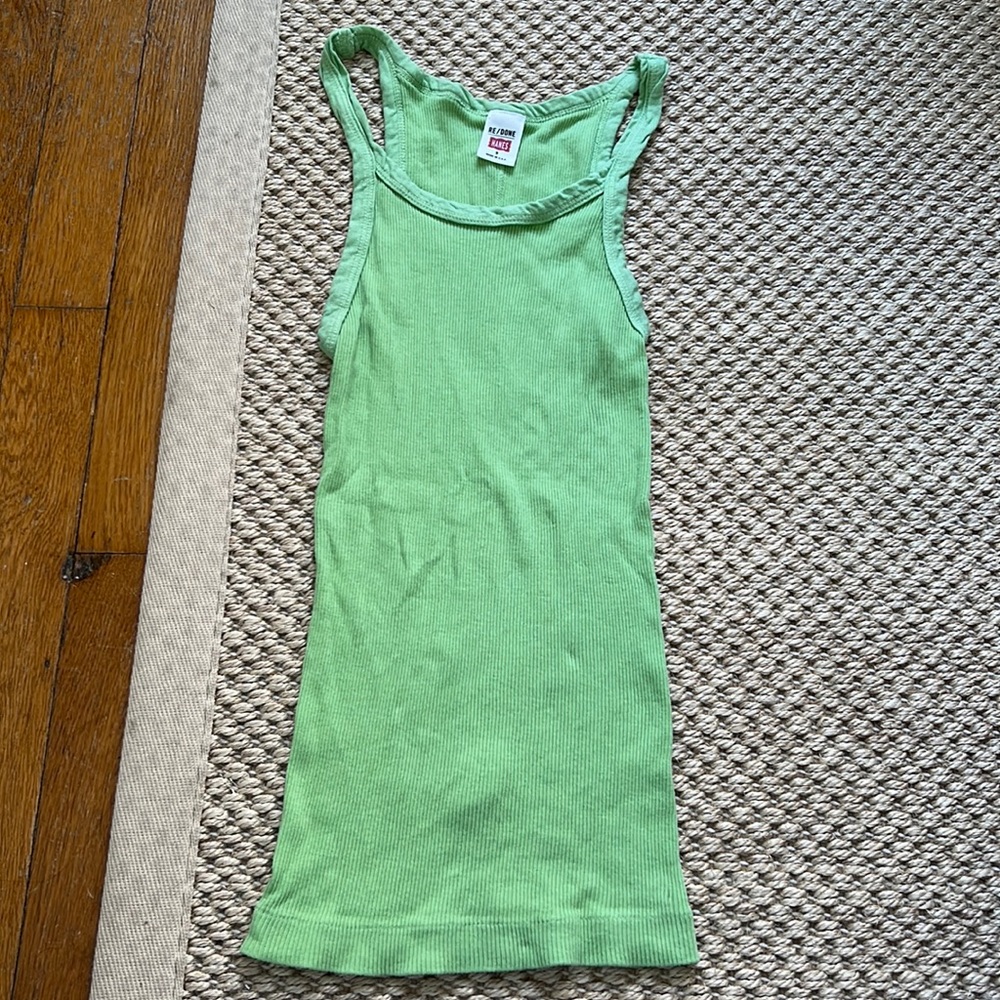 REDONE GREEN RIBBED TANK SZ SMALL
